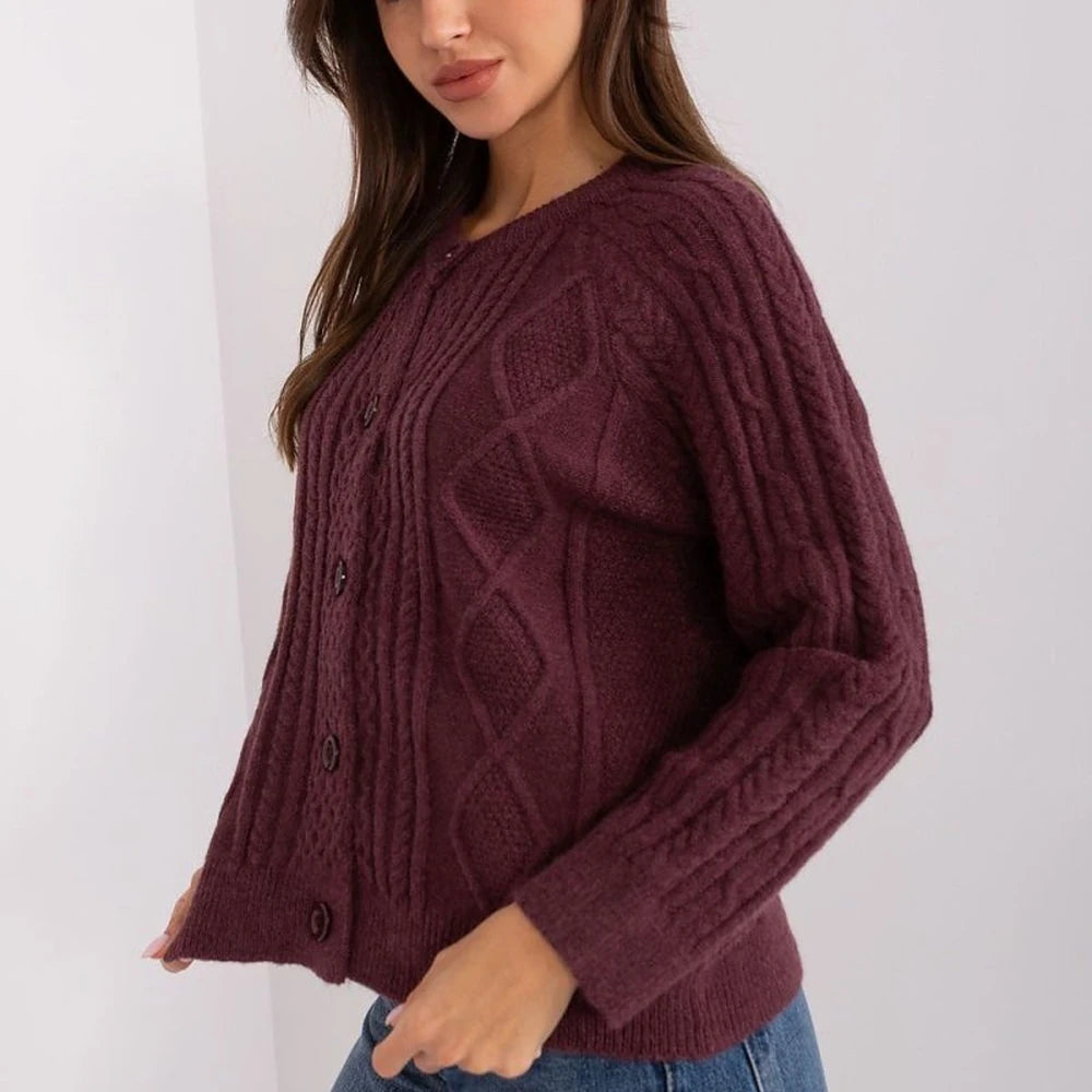 Variegated Texture Round Neck Cardigan