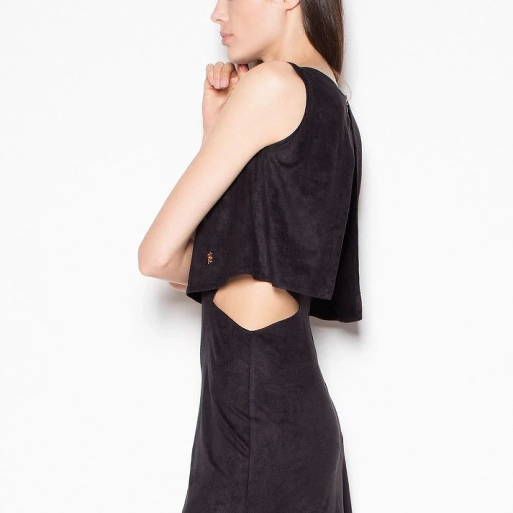 Suede-Like Day Dress with Cut-Outs