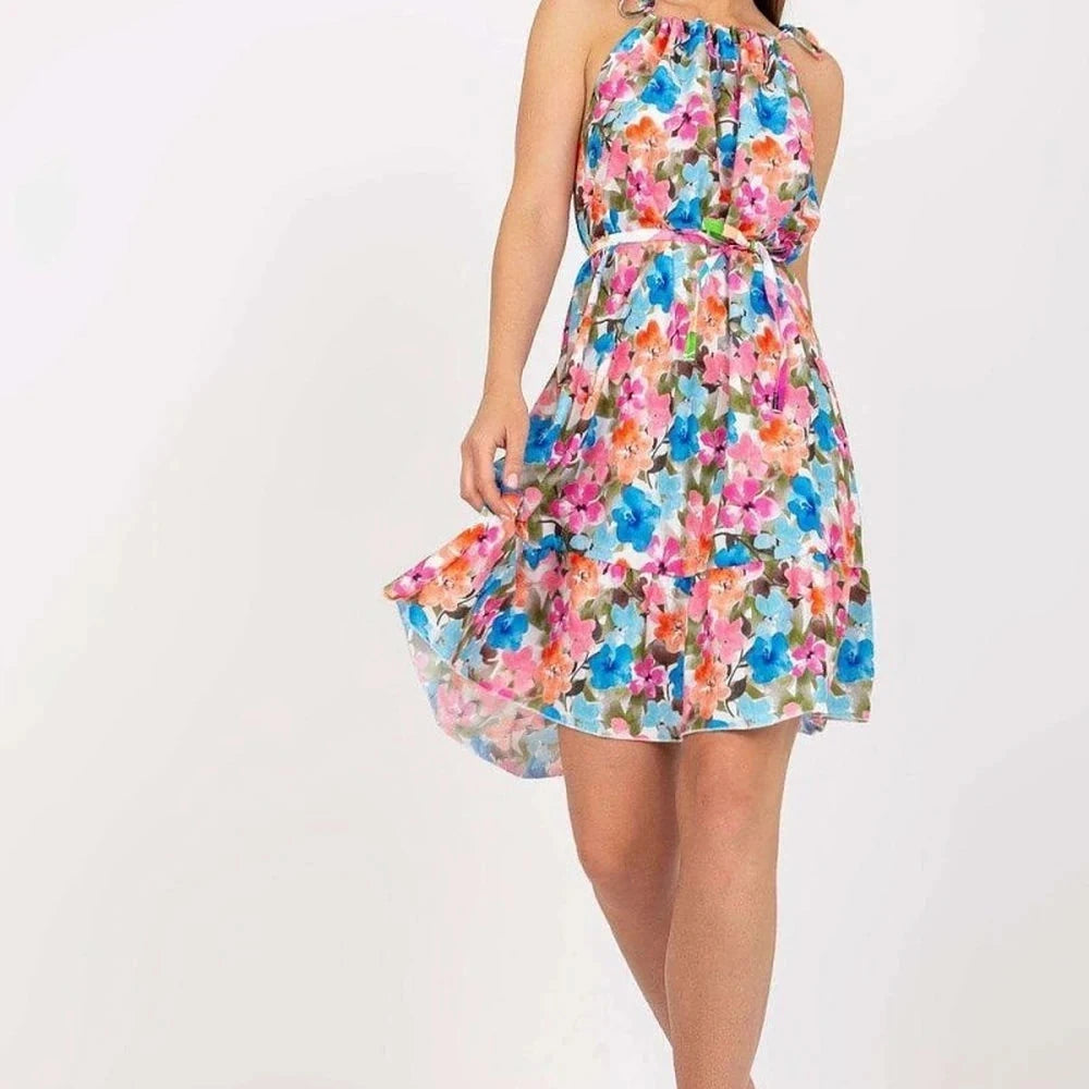 Summer Print Dress with Tied Straps