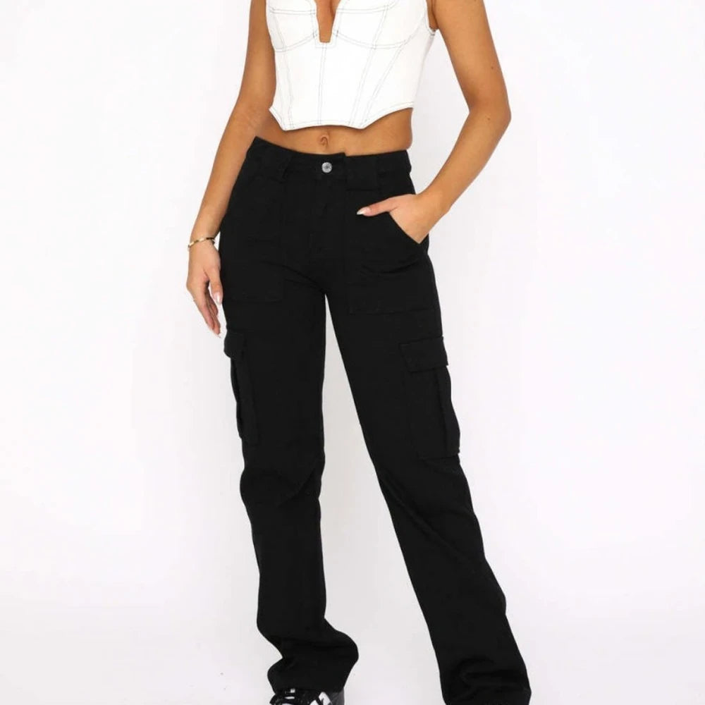 Straight Leg Cargo Pants with Pockets