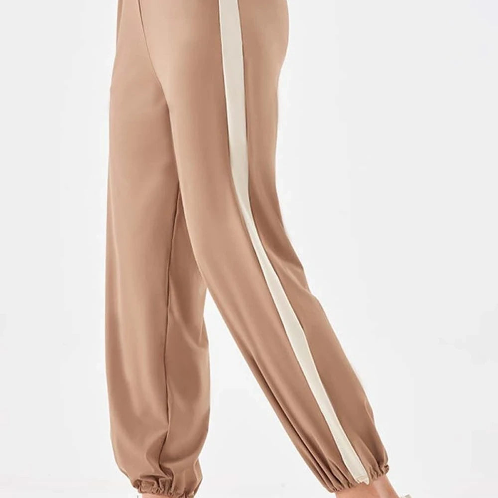 Solid Seam Detail Sporty Long Pants