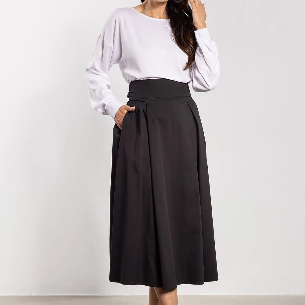 Midi Skirt with Tie Belt