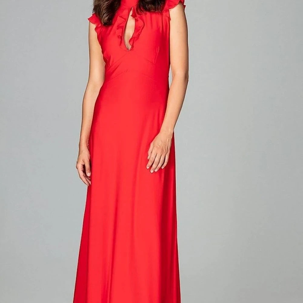 Maxi Cocktail Dress with Frills