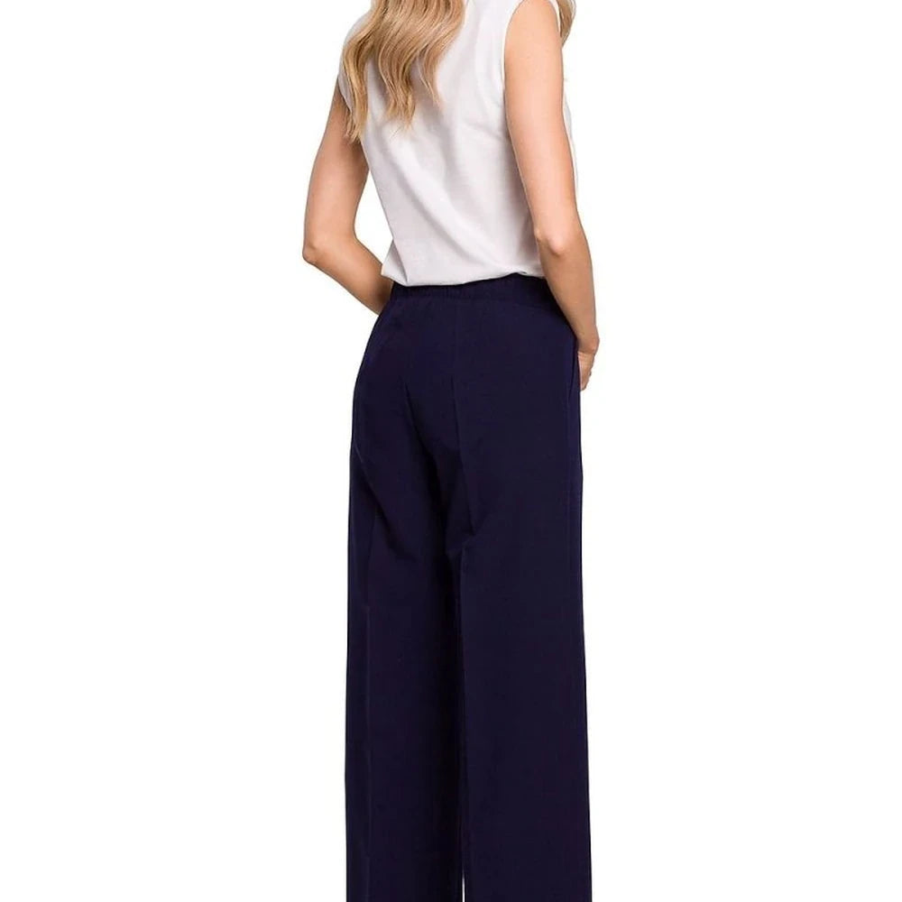 Wide Leg Trousers with Elastic Waistband