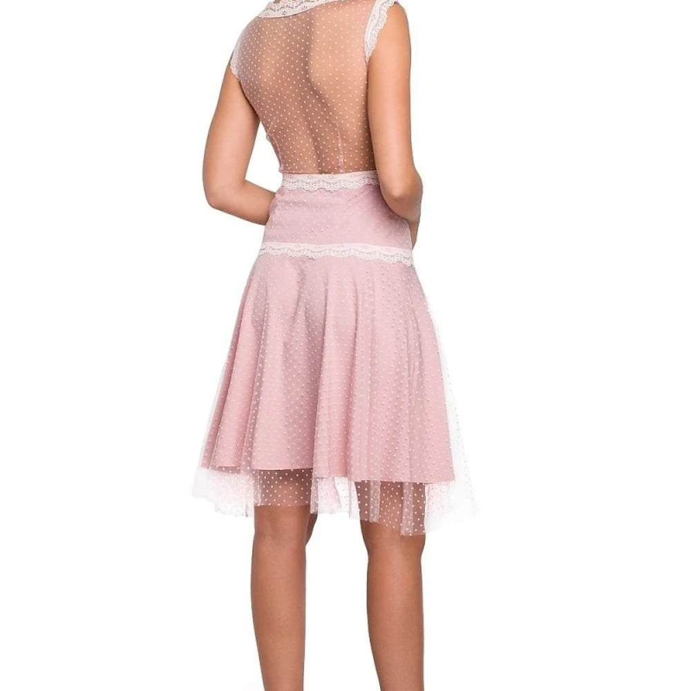 Black Mesh Cocktail Dress with Lace Inserts