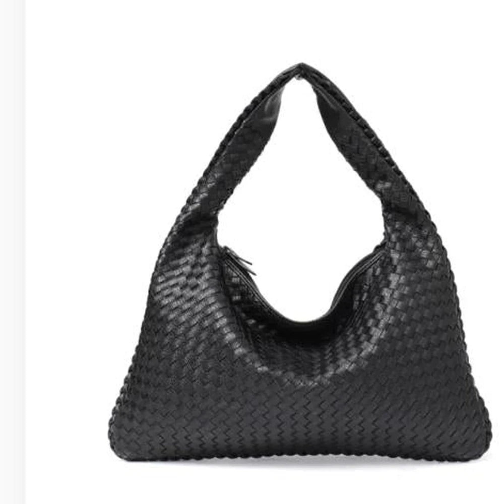 Women's Leather Hobo Woven Handbag
