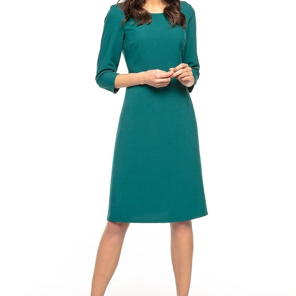Elegant Grey 3/4 Sleeve Trapezoid Dress
