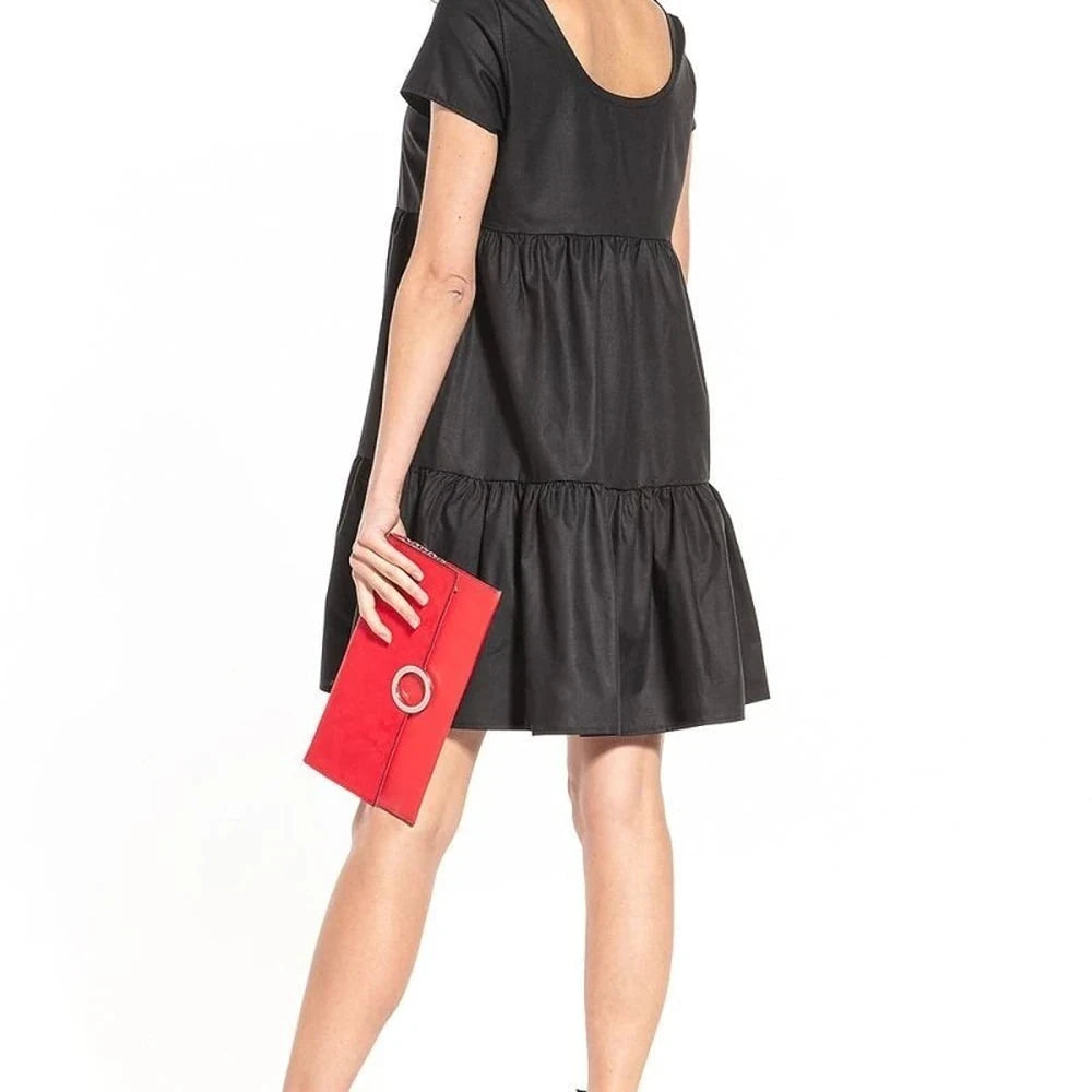 Boat Neck Short Sleeve Cotton Dress