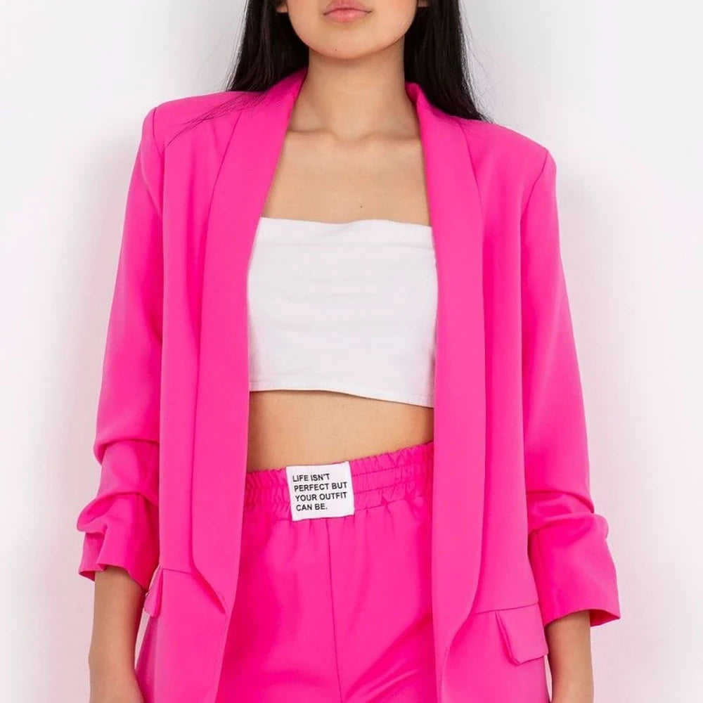 Women's Lined 3/4 Sleeve Unbuttoned Jacket