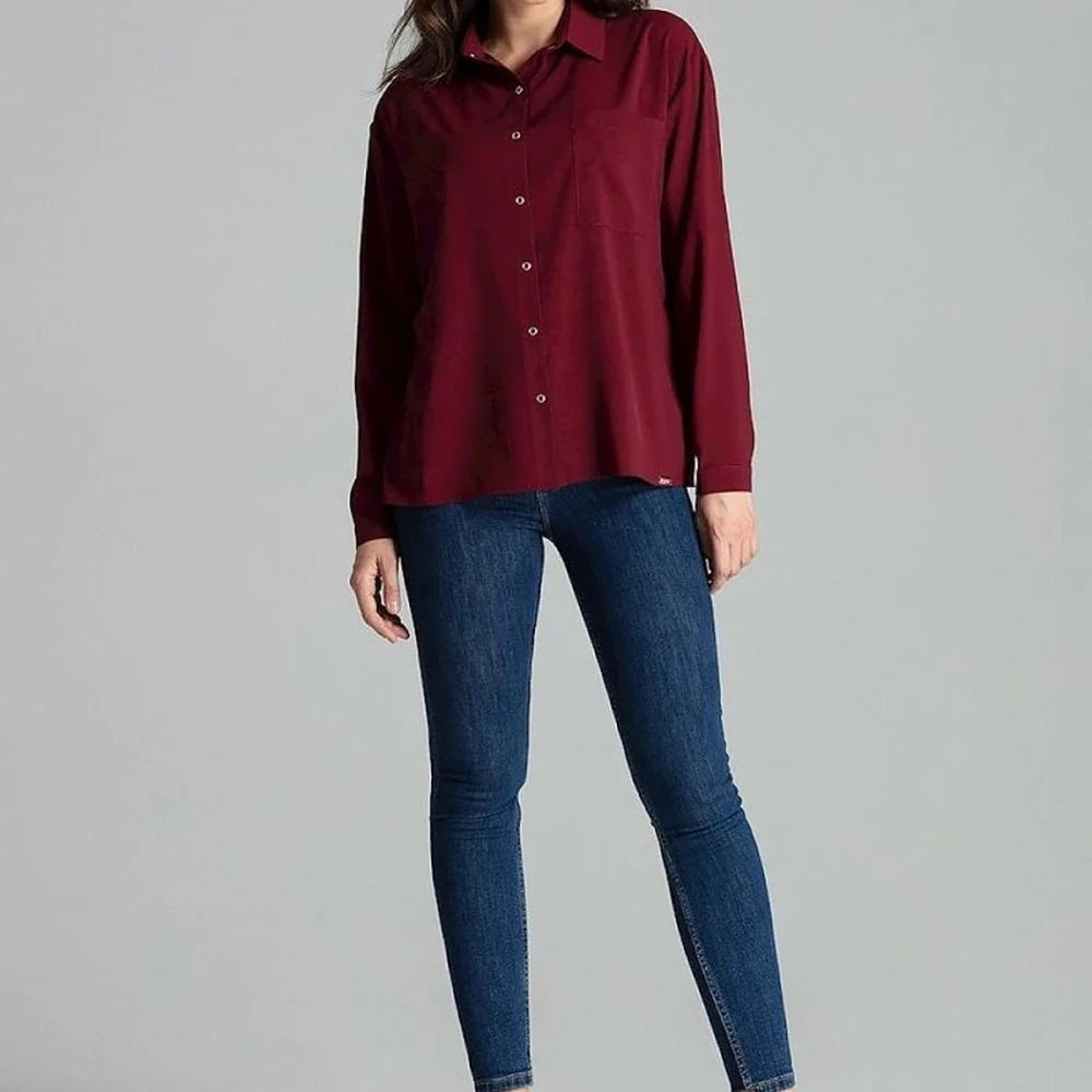 Long Sleeve Button-Up Shirt with Pocket