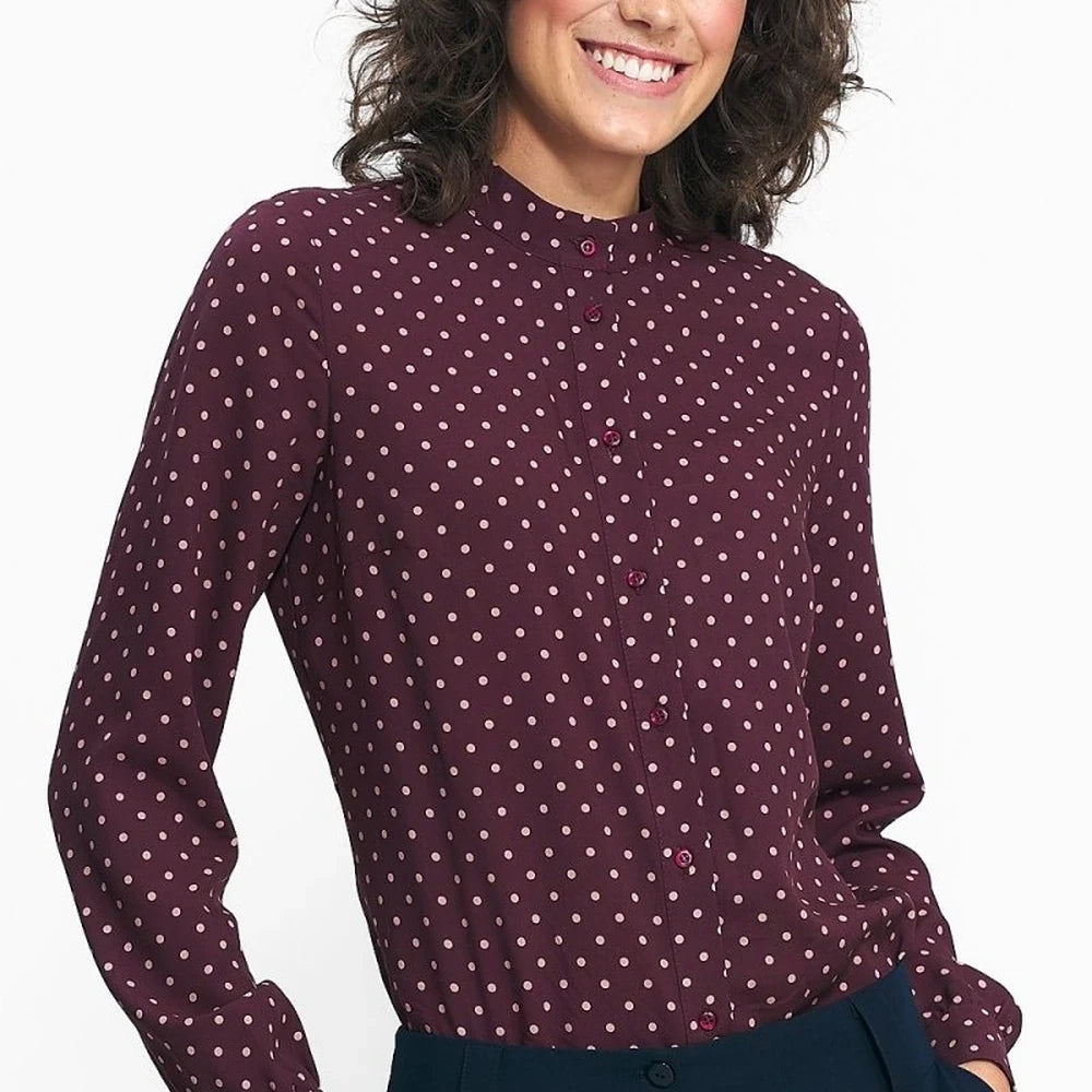 Long Sleeve Viscose Button-Down Shirt
