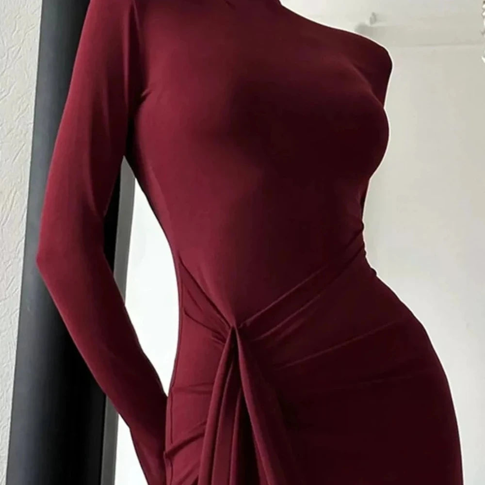 Turtleneck Slit Maxi Dress