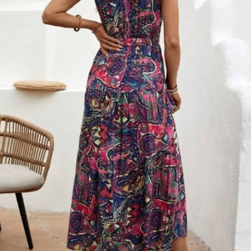 Floral Sleeveless Tie-Front Dress