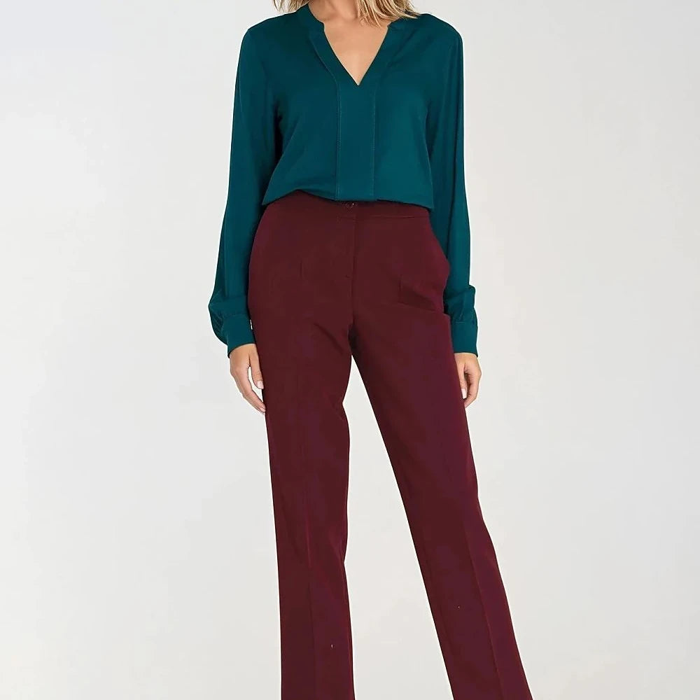 Women's Tapered Leg Trousers with Side Slit