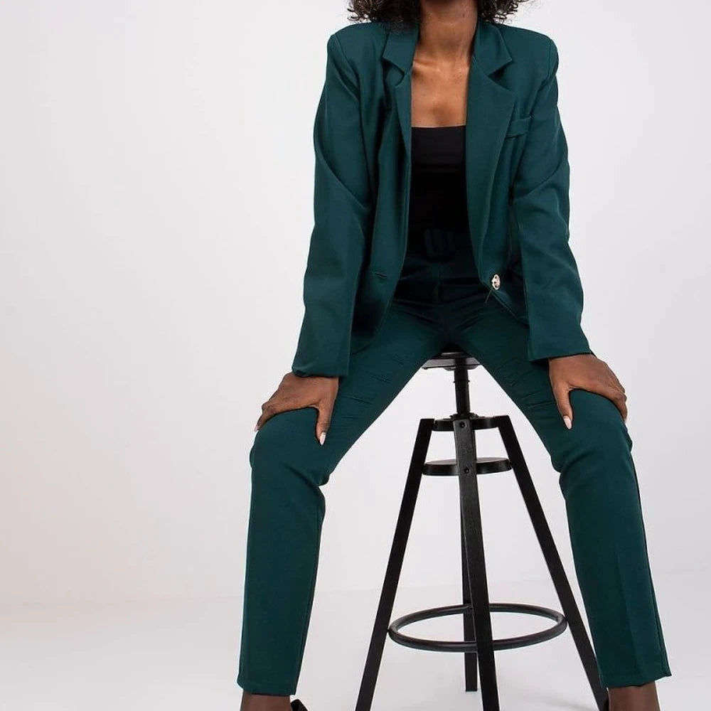 Long Sleeve Button Jacket with Shoulder Pads