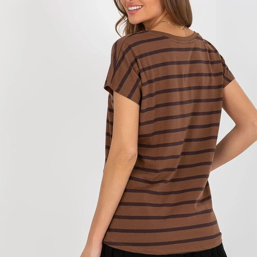 Striped Heart Neck T-Shirt