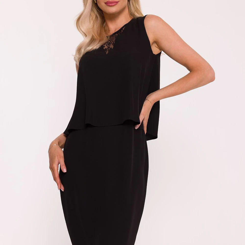 Elegant Pencil Dress with Lace Detail