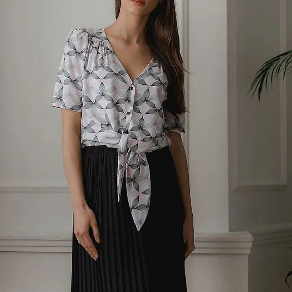 Short Sleeve Heart Neck Shirt