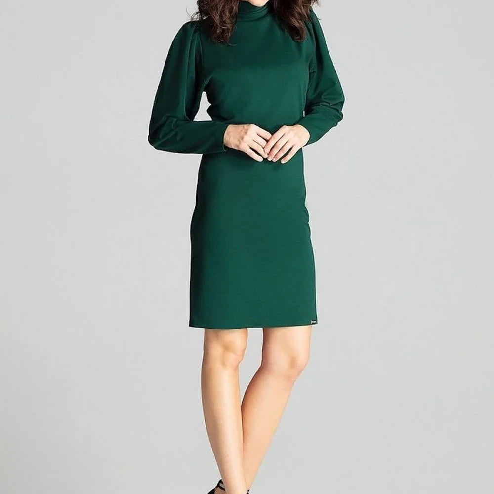 Fitted Midi Dress with Turtleneck