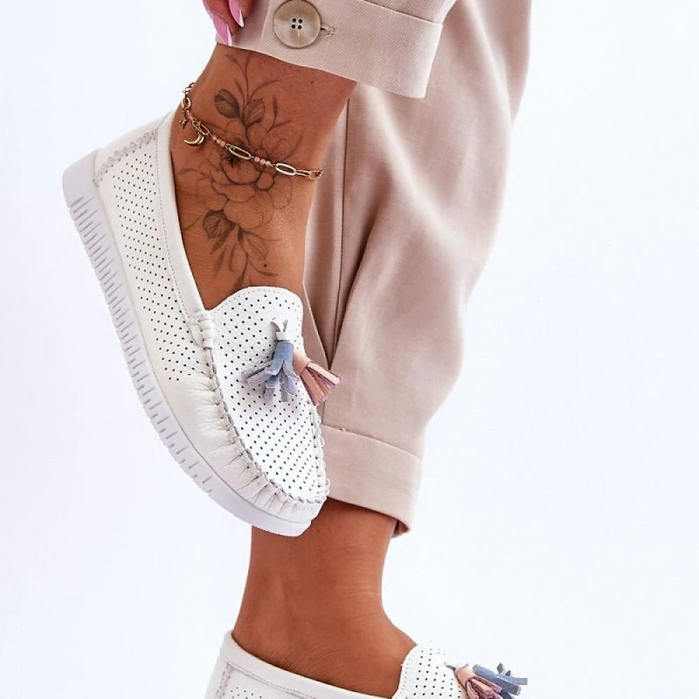 Women's Leather Moccasins with Tassels