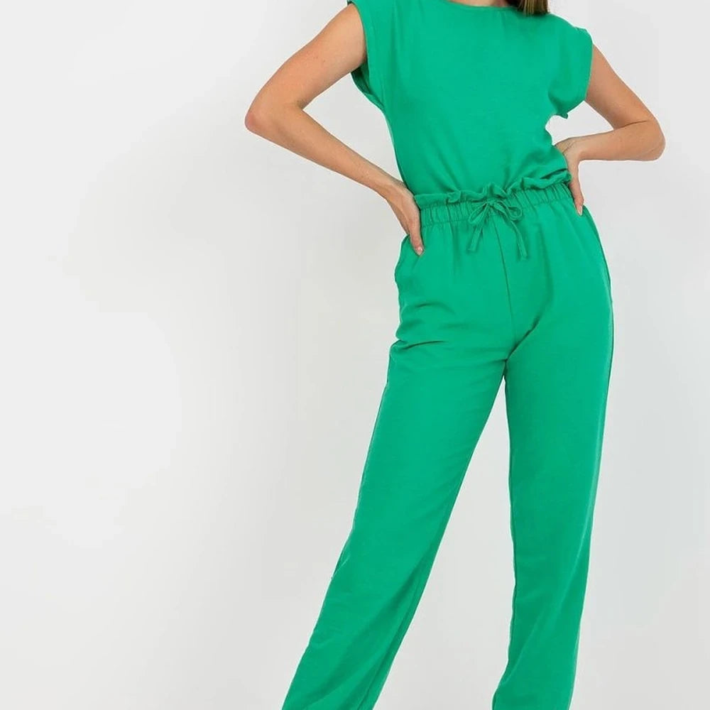 Cotton Blend Blouse & Pants Set