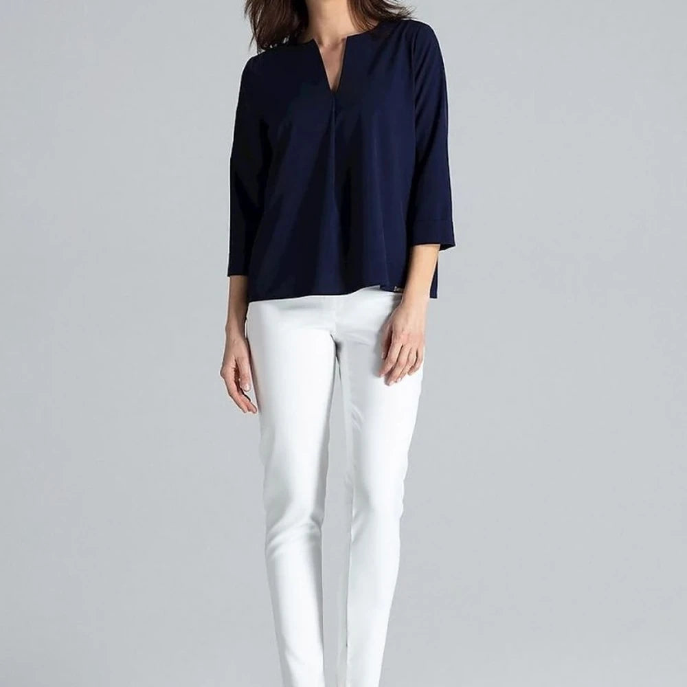 Women's Long Sleeve Pleated Blouse