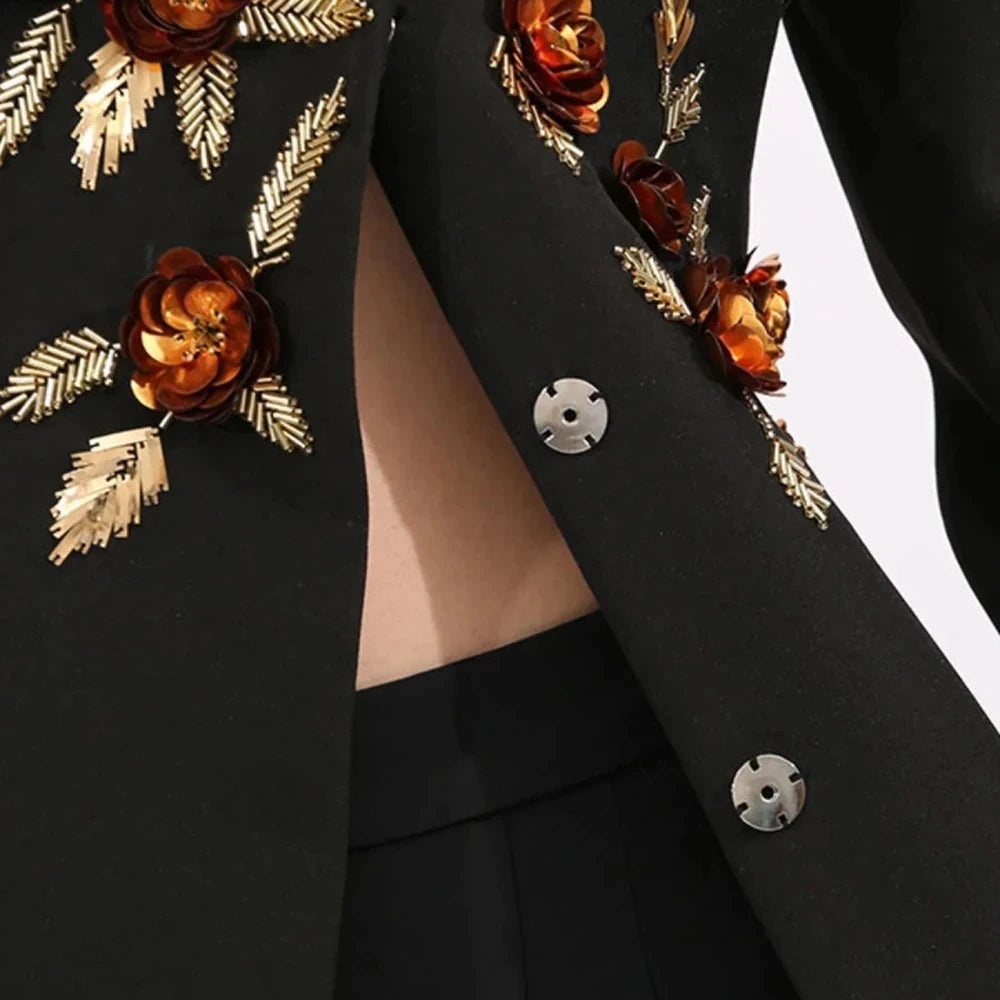 Embroidered Long Sleeve Blazer