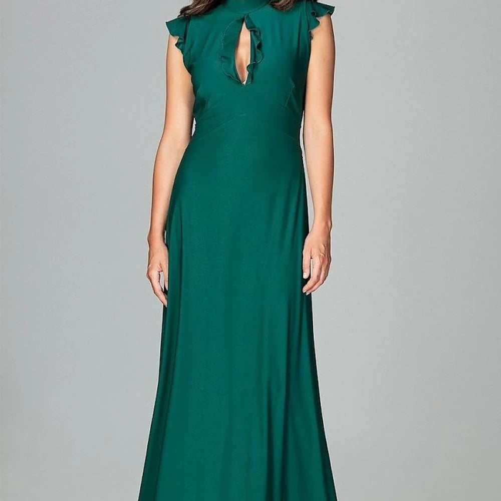 Maxi Cocktail Dress with Frills