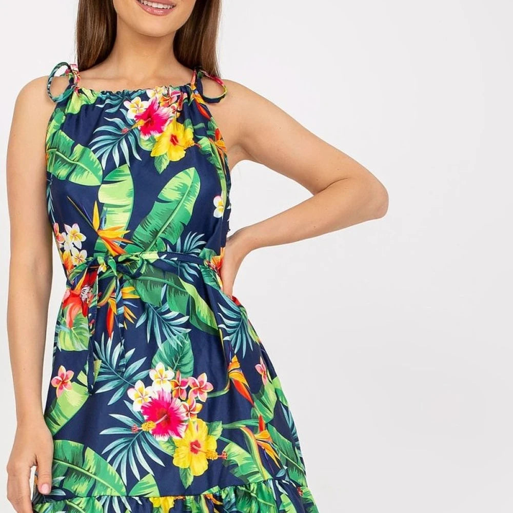 Summer Print Dress with Tied Straps