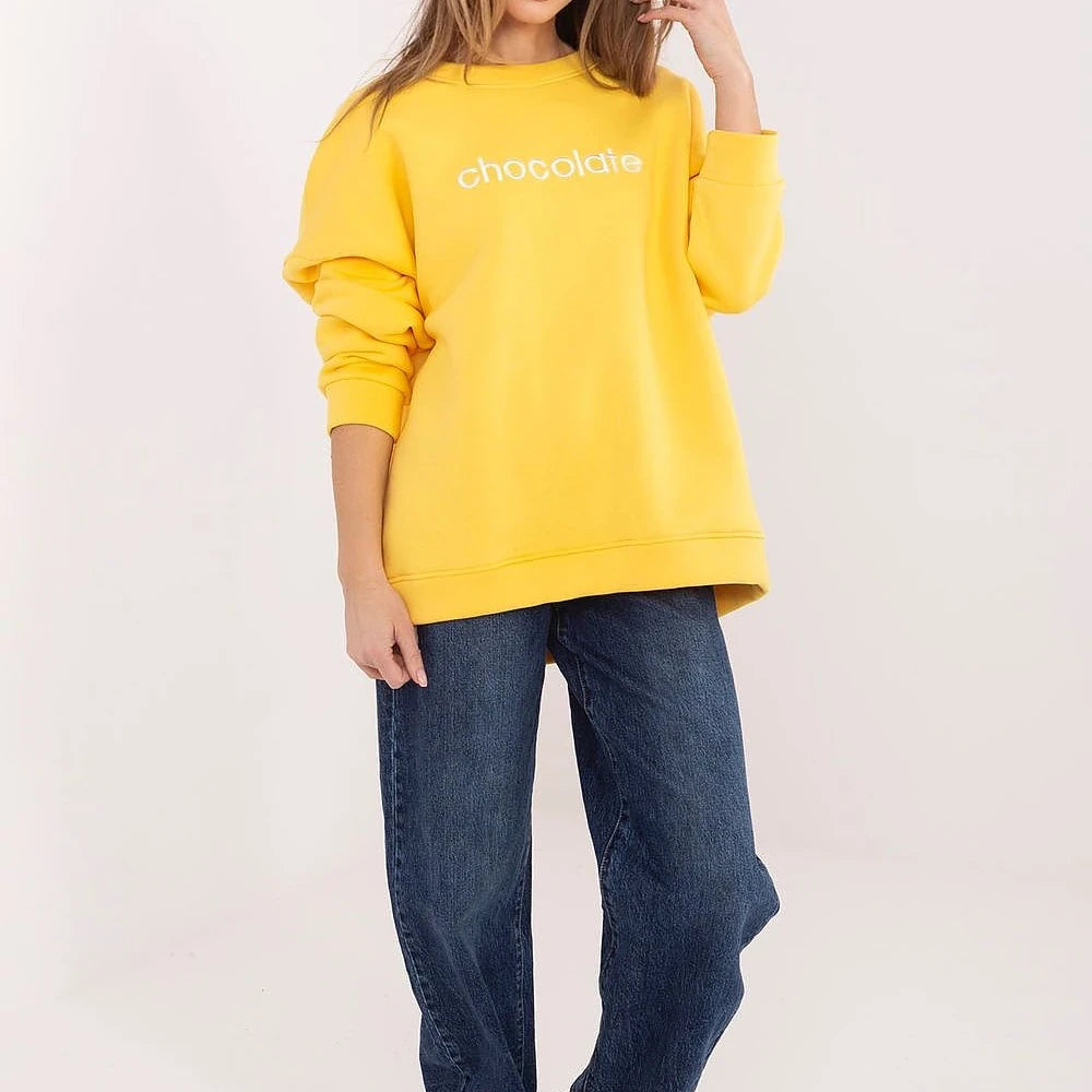 Brown Cotton Spandex Sweatshirt with Embroidery