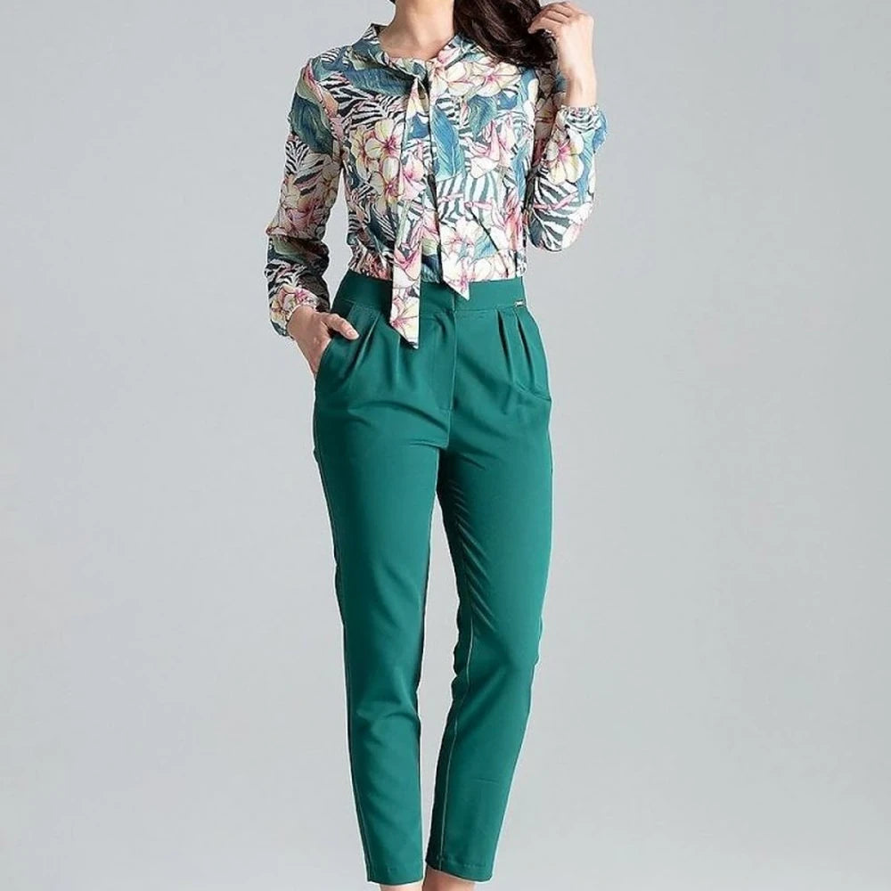 Women's Green Cigarette Trousers