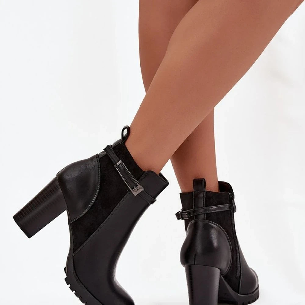 Black Ankle Boots with Block Heel