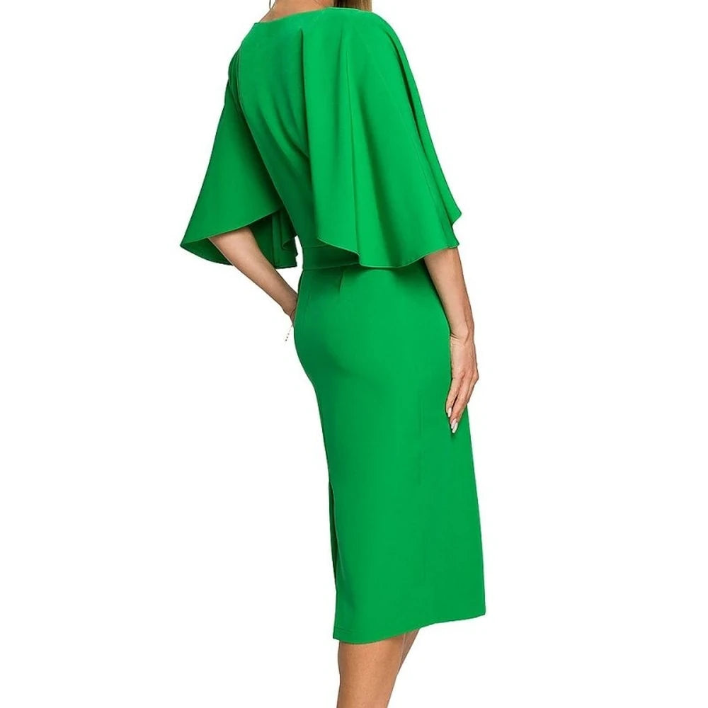 Knee-Length Cocktail Dress with Ruffled Sleeves