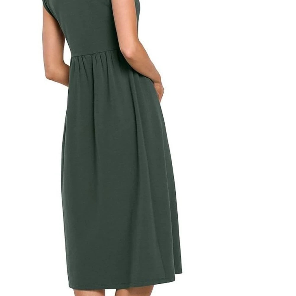 Stretchy Ribbed Knit Midi Dress