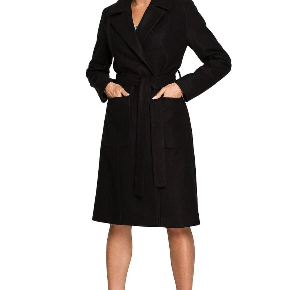 Fleece Lined Belted Coat with Pockets