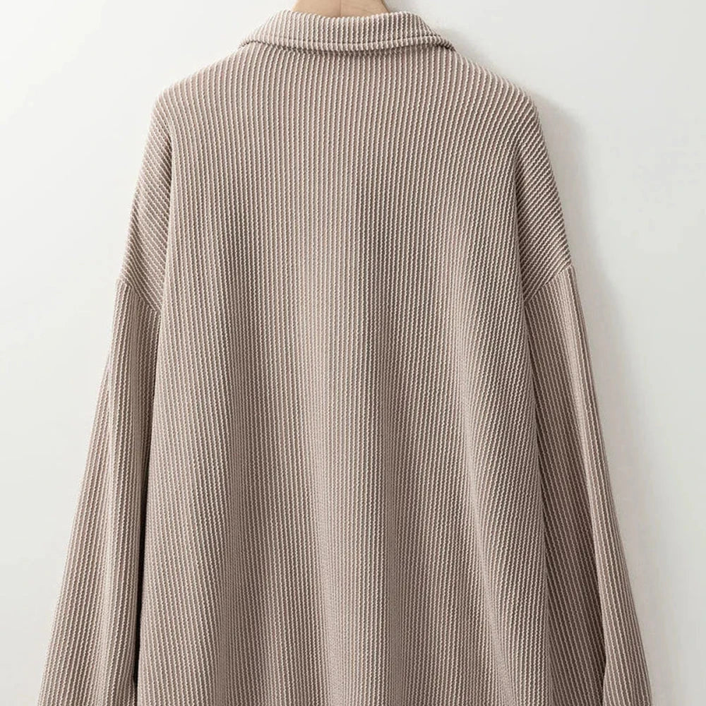 Plus Size Button Up Long Sleeve Jacket