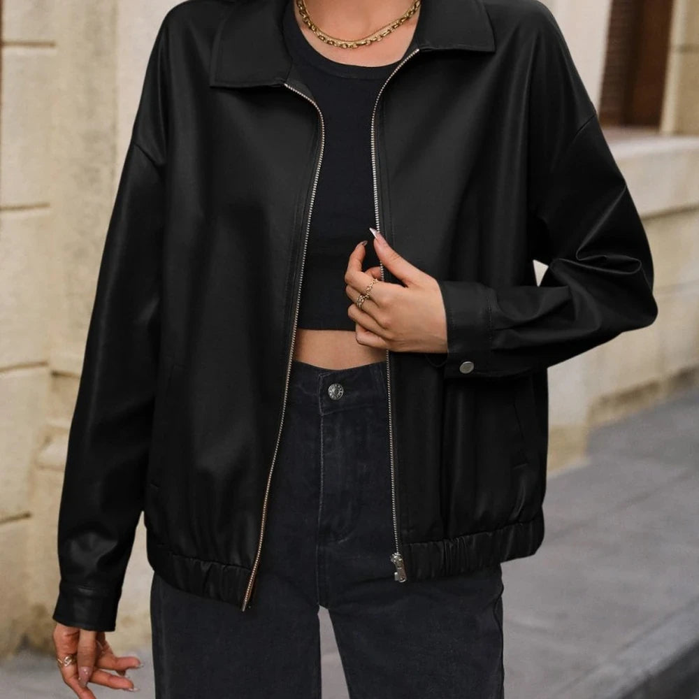 Collared Zip Up Jacket with Pockets