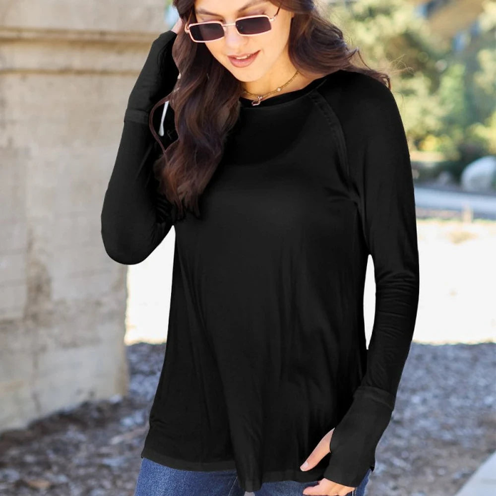 Women's Round Neck Long Sleeve Tee