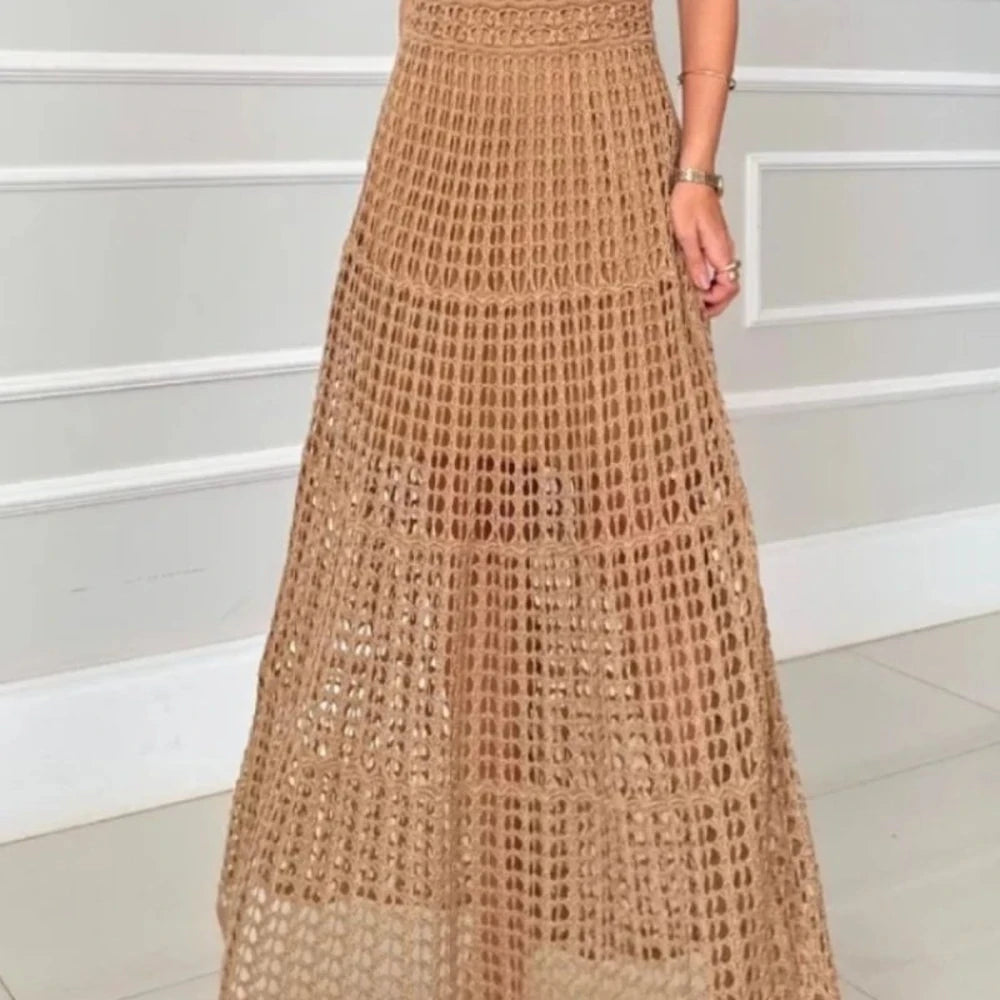 Hollowed-Out Sleeveless Maxi Dress