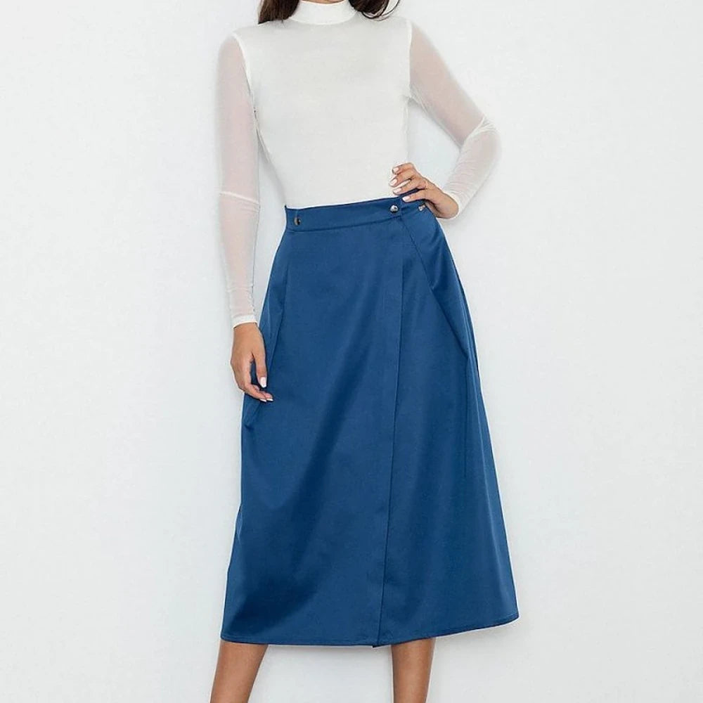Long Skirt with Waist Fastening and Buttons