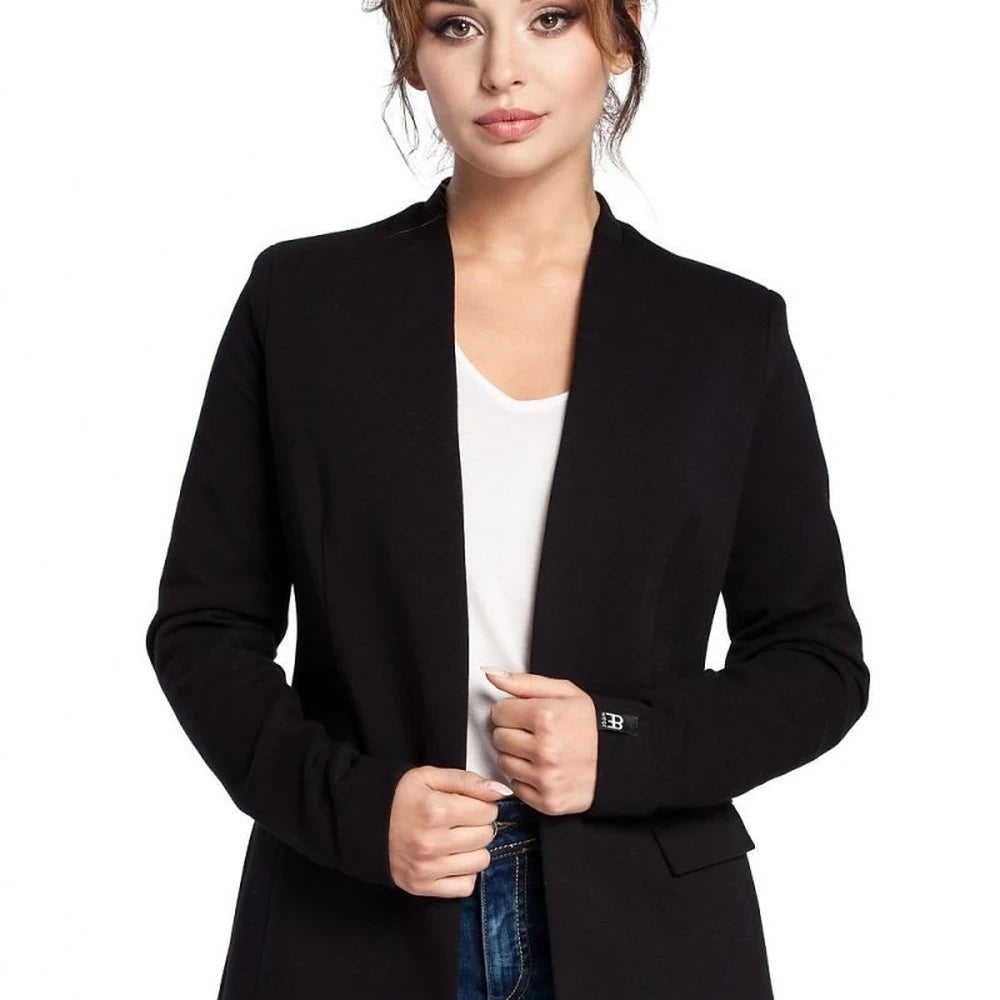 Lined Collar Knit Jacket with Hidden Pockets