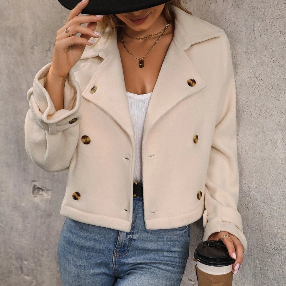 Collared Neck Long Sleeve Jacket