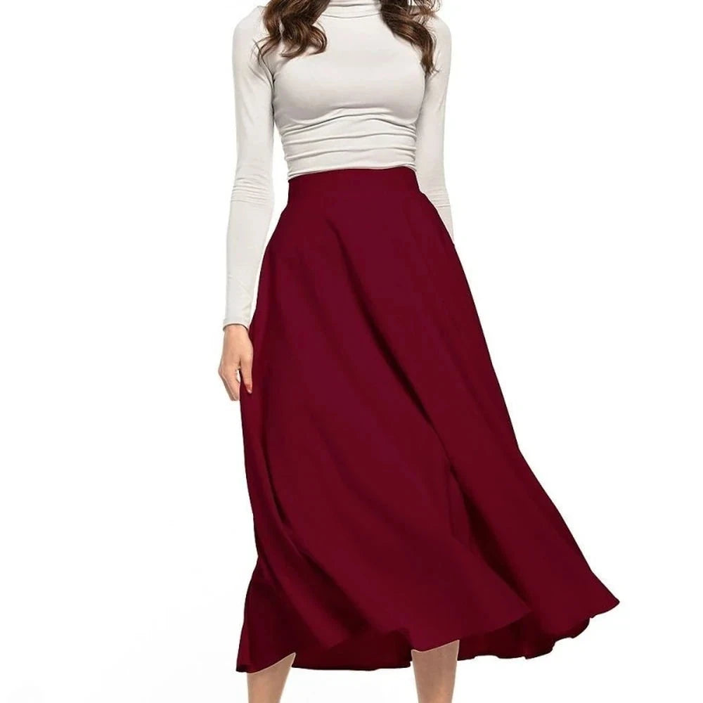 Midi Skirt with Glued Belt and Zipper