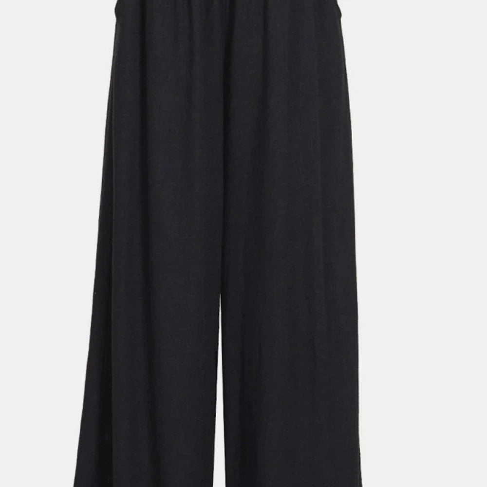 Linen Blend Wide Leg Pants with Pleats