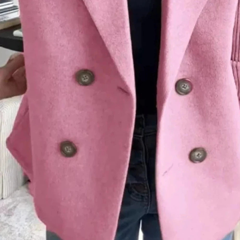 Lined Double-Breasted Knit Sleeve Outerwear