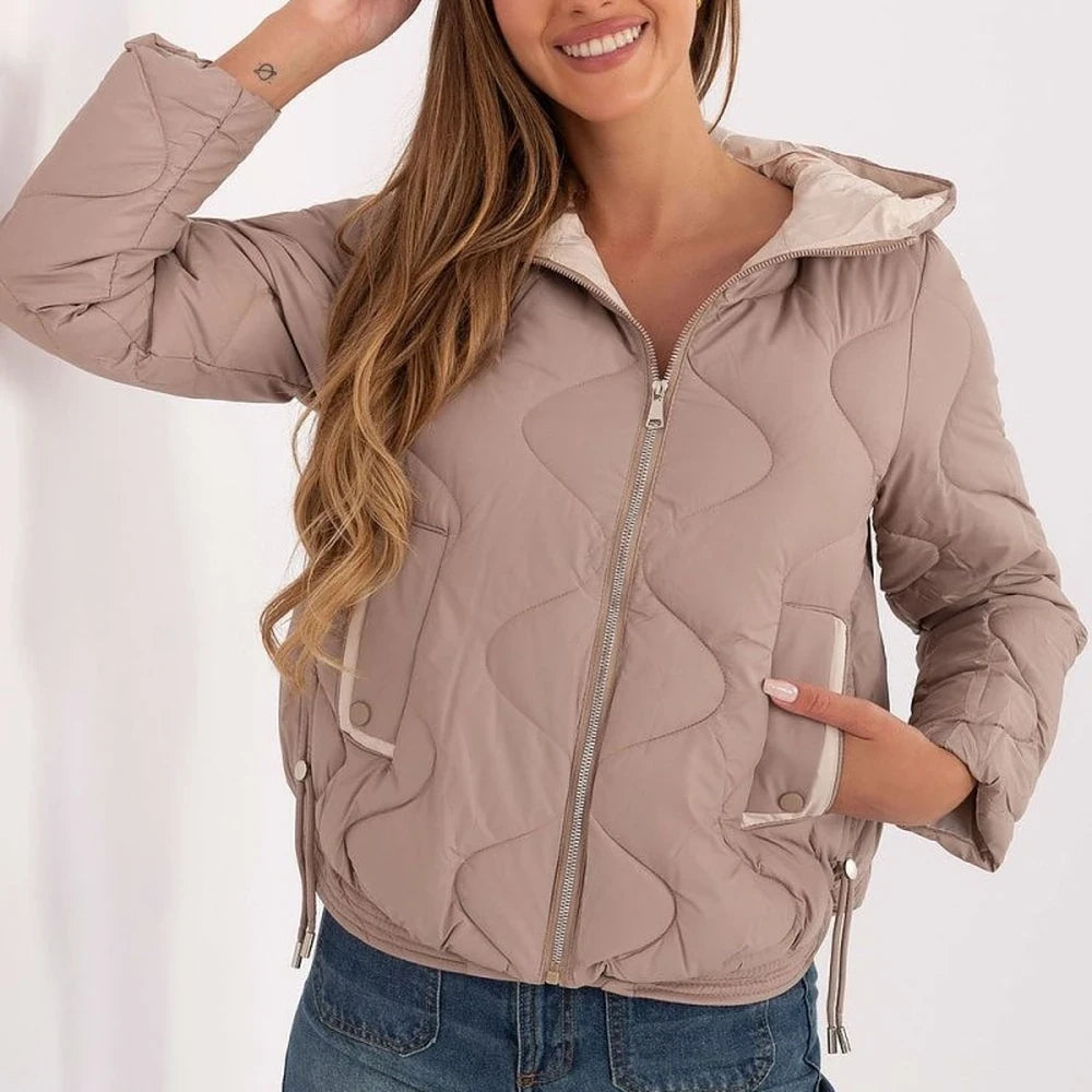 Women's Polyester Quilted Jacket with Hood