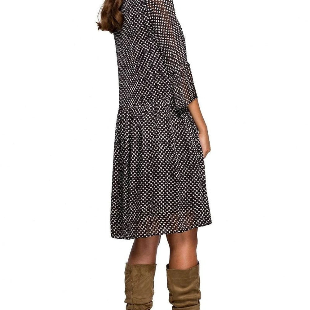 Chiffon Dot Day Dress with Frill