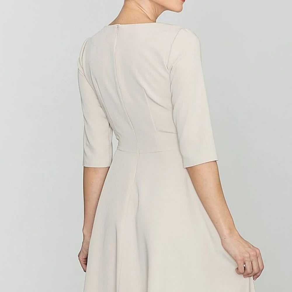 Knee-Length Day Dress with Elbow Sleeves