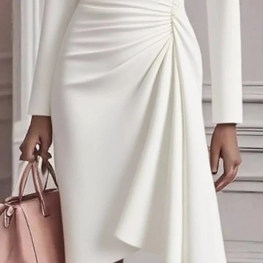 Ruched Surplice Long Sleeve Dress