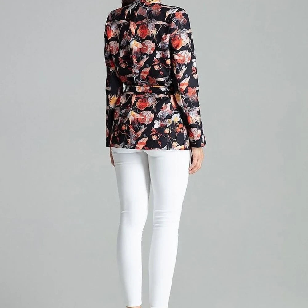 Floral Print Unlined Jacket with Sash